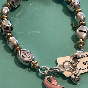 Brighton Silver and Pink Charm Bracelet